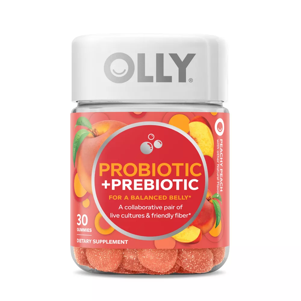 Olly Probiotic and Prebiotic Gummies, Peachy Peach, 30 Ea